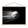 Honkbal - Wit - Vliegt textielposter latten blank klein -3d