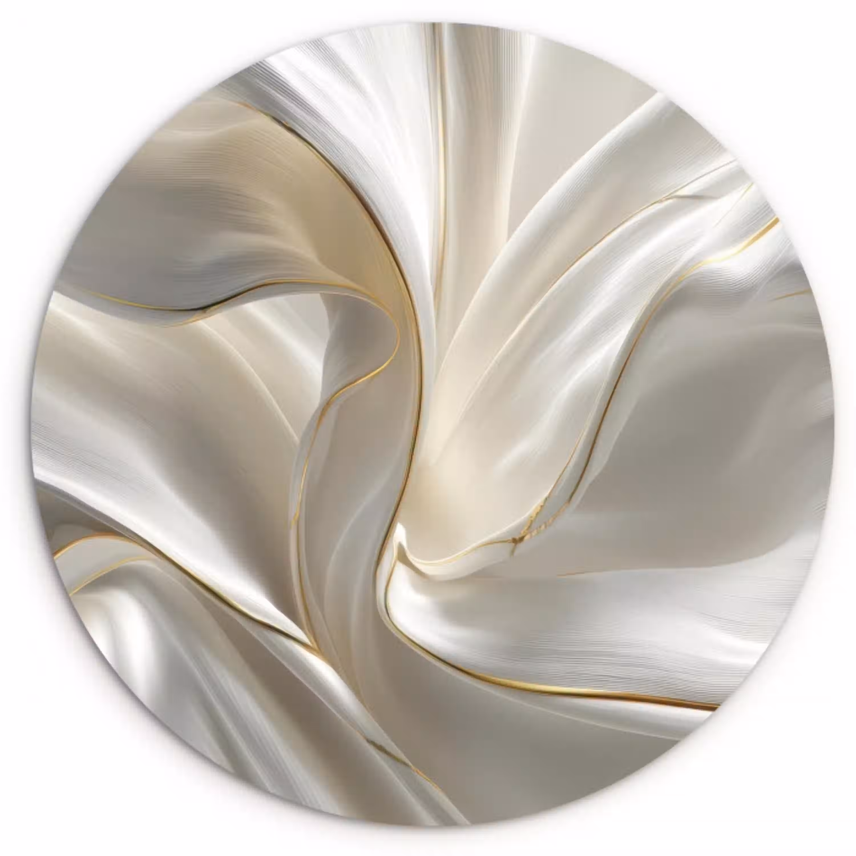 Stof - Plooien - Goud Wandcirkel kunststof plaat 5mm dik klein -3d