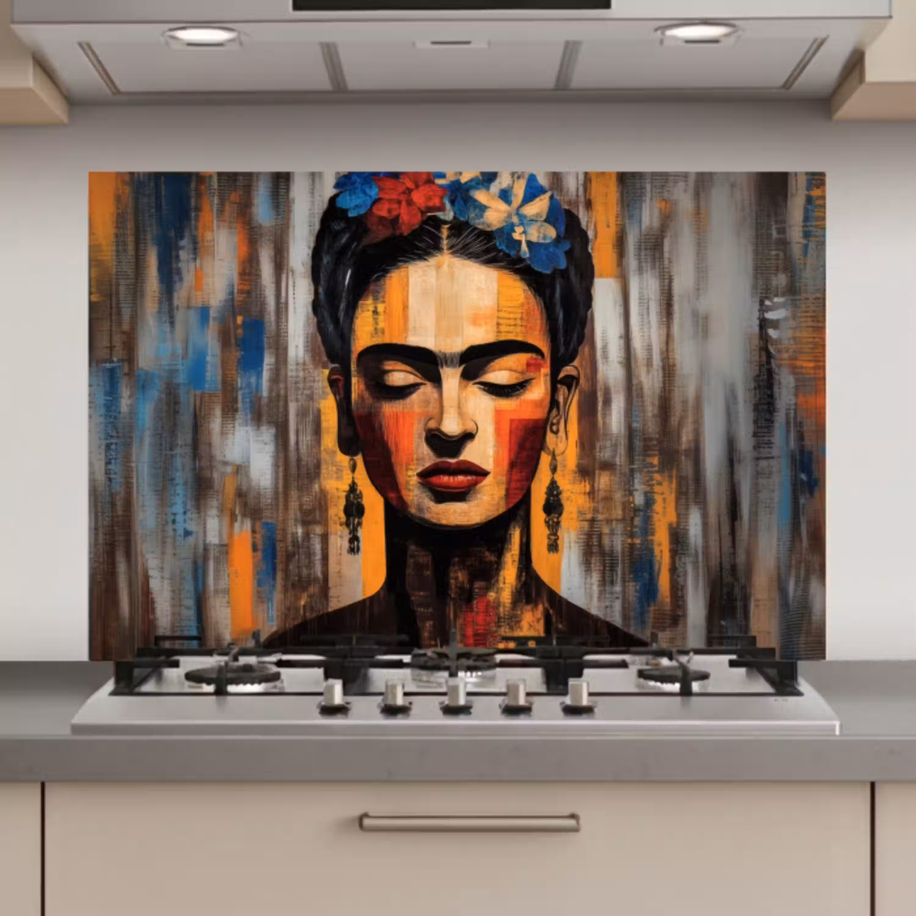 Portret - Vrouw - Bloemen keuken achterwand spatscherm klein -3d_website