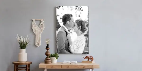 Trouwfoto op glas