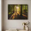 Zon - Bomen - Bos - Landschap - Natuur Textielframe zwart klein -sfeer2