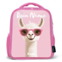 Lama - Wit - Zonnebril - Wimpers Kinderrugzak - Roze middel -3d