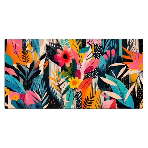 Schilderij - Abstract - Bloemen - Roze Muismat XXL klein -3d_leeg
