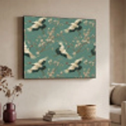 Kersenbloesem - Kraamvogels - Groen Textielframe zwart klein 947 -sfeer3