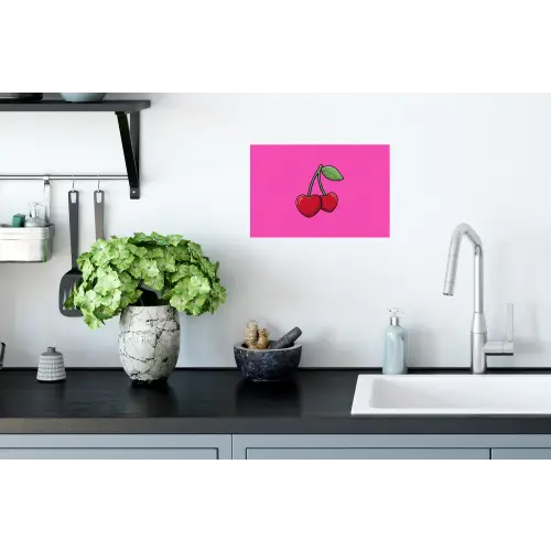 Kers - Roze - Fruit Muursticker klein -keuken