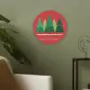 Minimalistisch - Kerstbomen - Rood - Sneeuw Akoestische PET Vilt - Rond klein -sfeer2