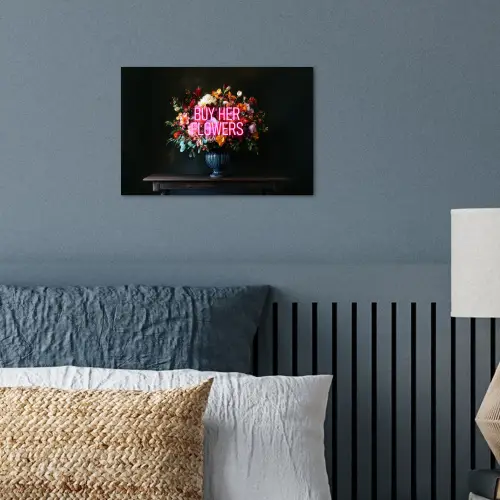Quote - Bloemen - Vaas - Neon poster papier klein -sfeer2
