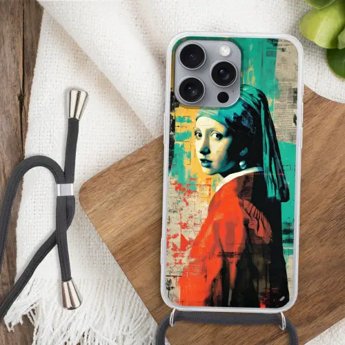 Klassiek - Pareloorbel - Streetartstijl - Kleurrijk Hoesje iPhone 16 Pro Max met koord klein -sfeer4