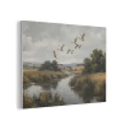 Eenden - Rivier - Landschap - Vlucht - Nostalgisch PET vilt klein -3d