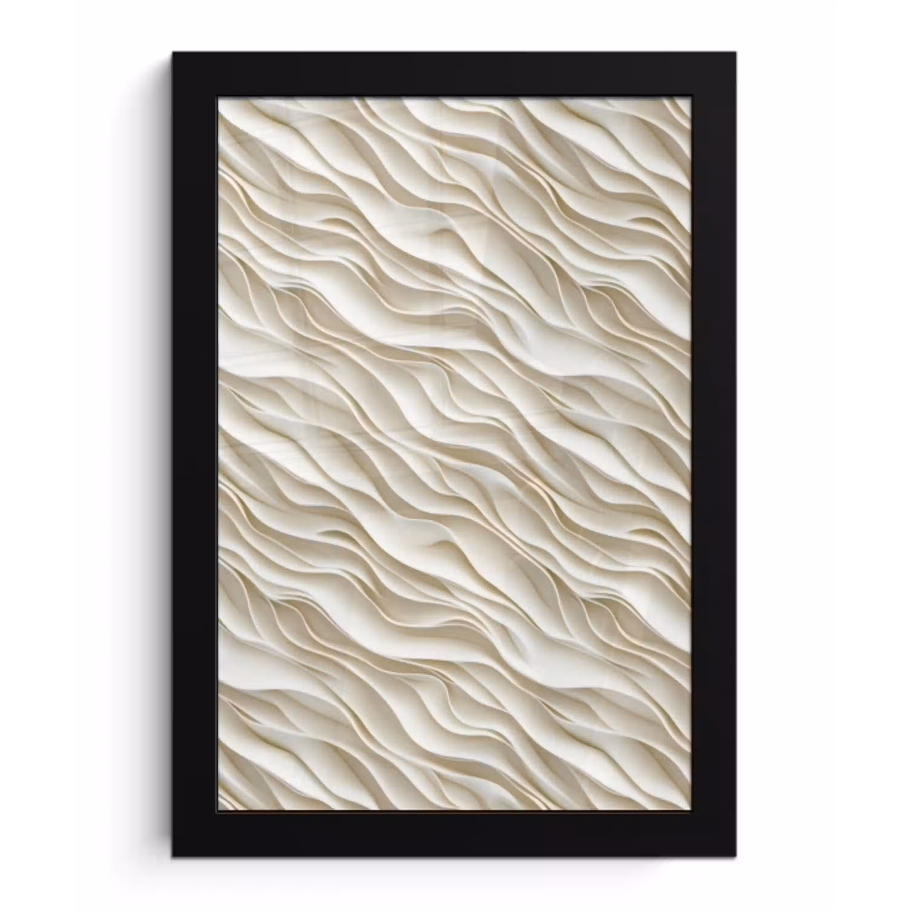 Golven - Wit - Minimalistisch fotolijst zwart zonder passe partout klein 224 -3d