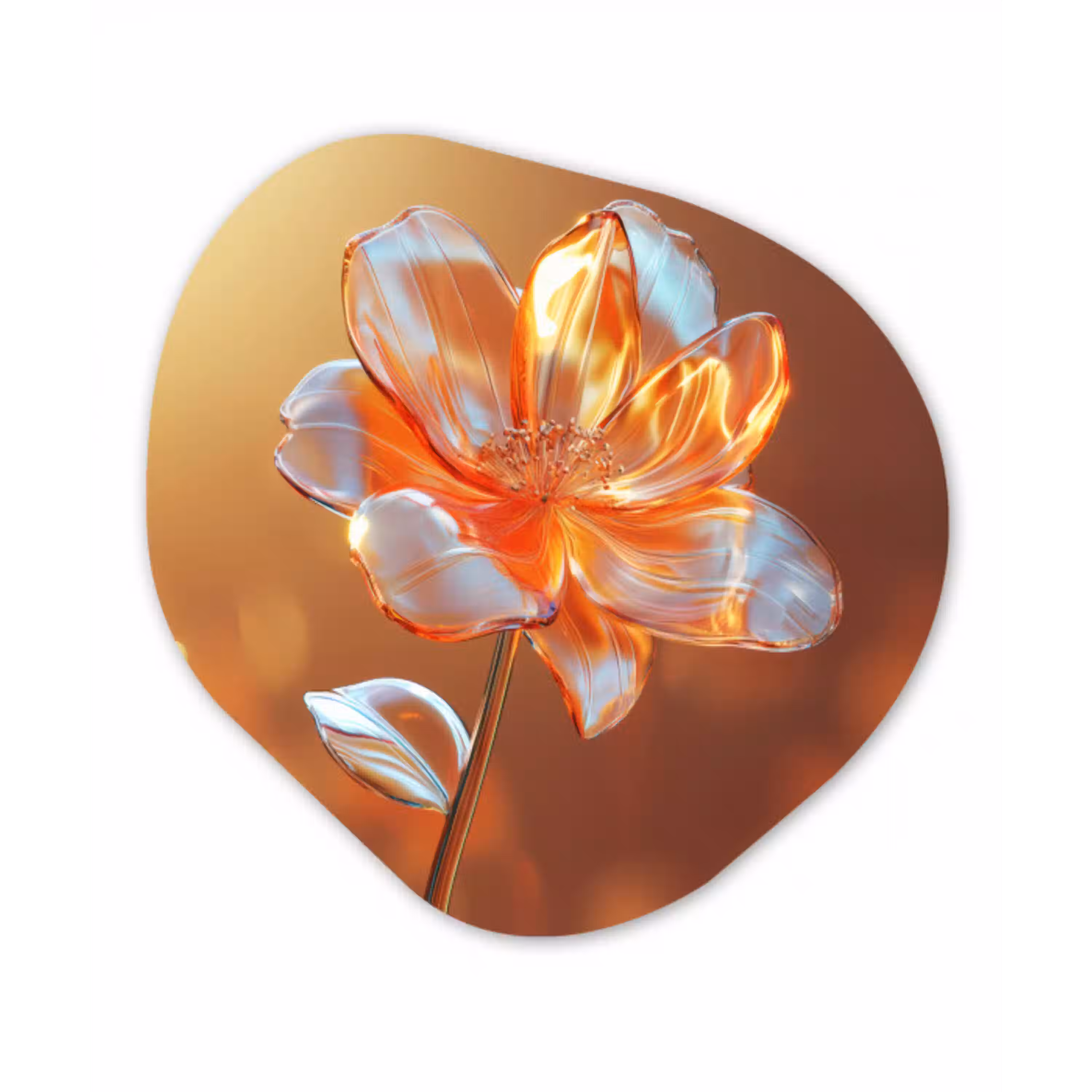 Glazen - Bloem - Zonlicht Wandcirkel Organisch Aluminium middel -3d