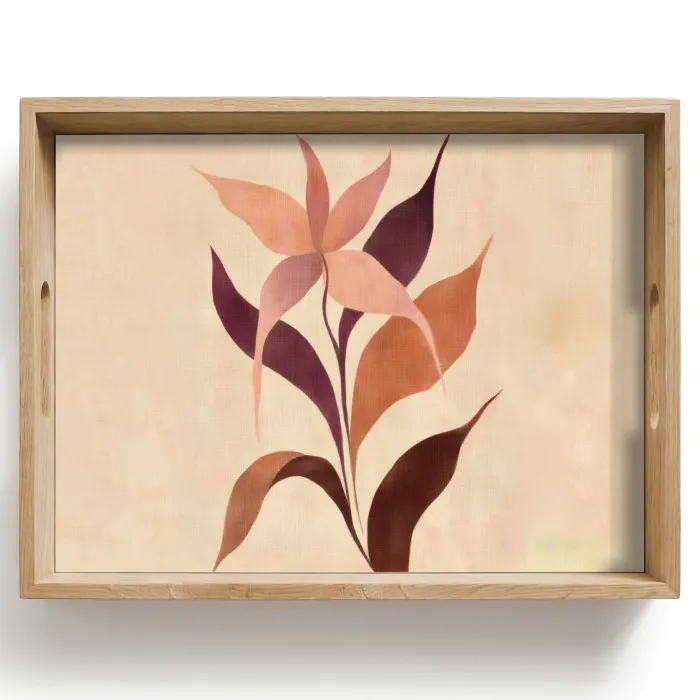 Minimalistisch - Bloem - Bladeren - Beige Dienblad Rechthoek middel -z3d_shopping