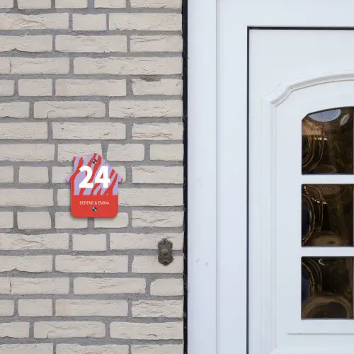 Rood - Paars - Zebra - Klassiek Naambord Huisje klein -sfeer1