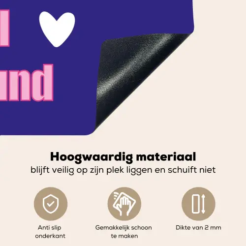 Tekst - Valentijn - Love - Blauw Inductie beschemer met haakjes klein -ky-onderkant-nl