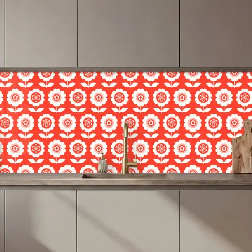 Bloemen - Patroon - Rood keuken achterwand 2 middel 871 zz_3dshopping