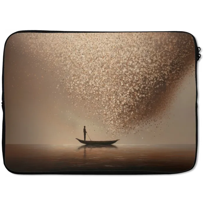 Bootje - Blaadjes - Goud - Water laptophoes neopreen klein -zkaufland3dotto