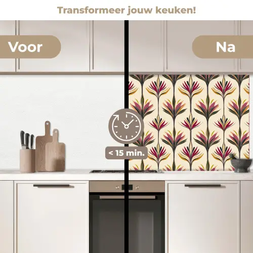 Waaier - Motief - Kleurrijk keuken achterwand 2 middel 871 -voor-na2_NL