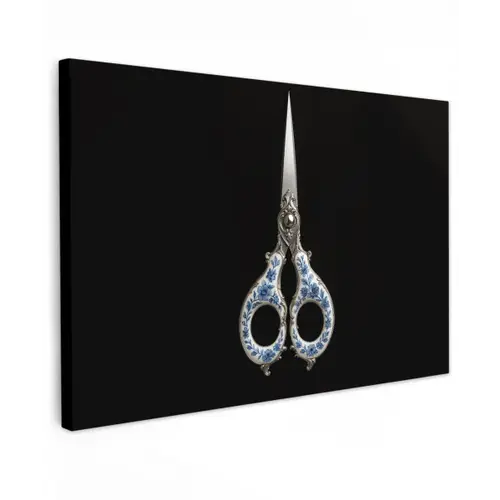 Schaar - Delfts blauw - Zwart canvas 2cm klein -z3d