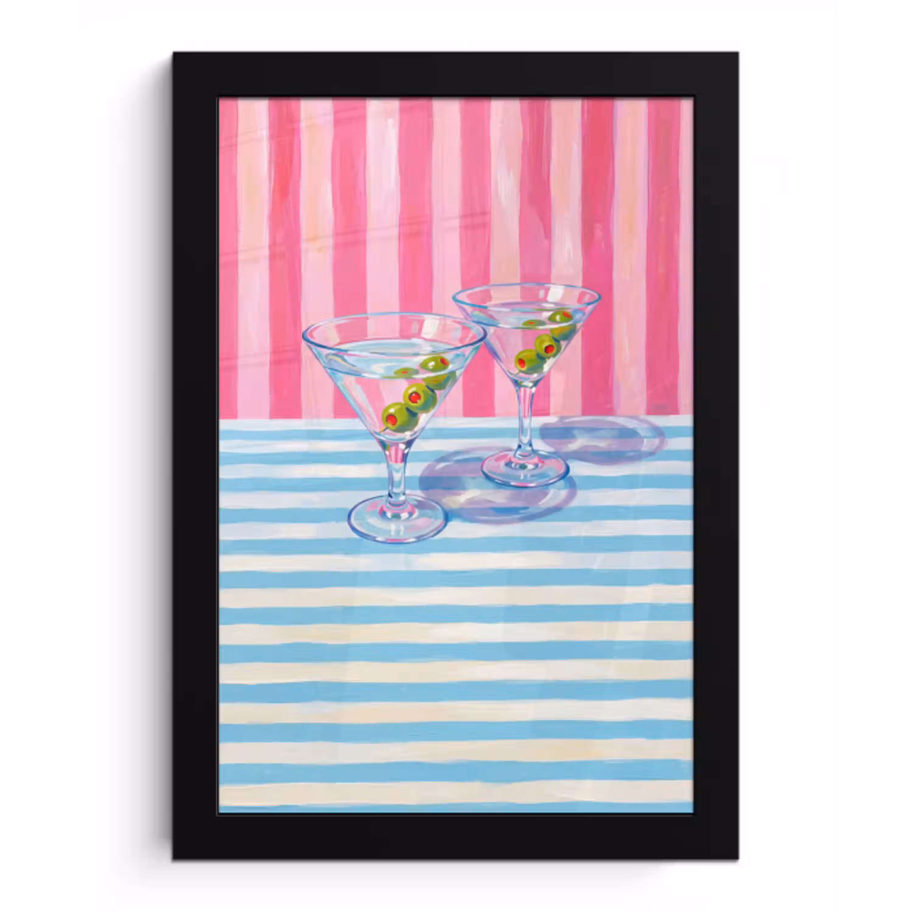 Cocktail - Olijven - Kunst - Modern - Roze fotolijst zwart zonder passe partout klein -3d