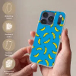Bananen - Geel - Blauw - Print Telefoonhoesje iPhone 17 Pro klein -sfeer3_DE