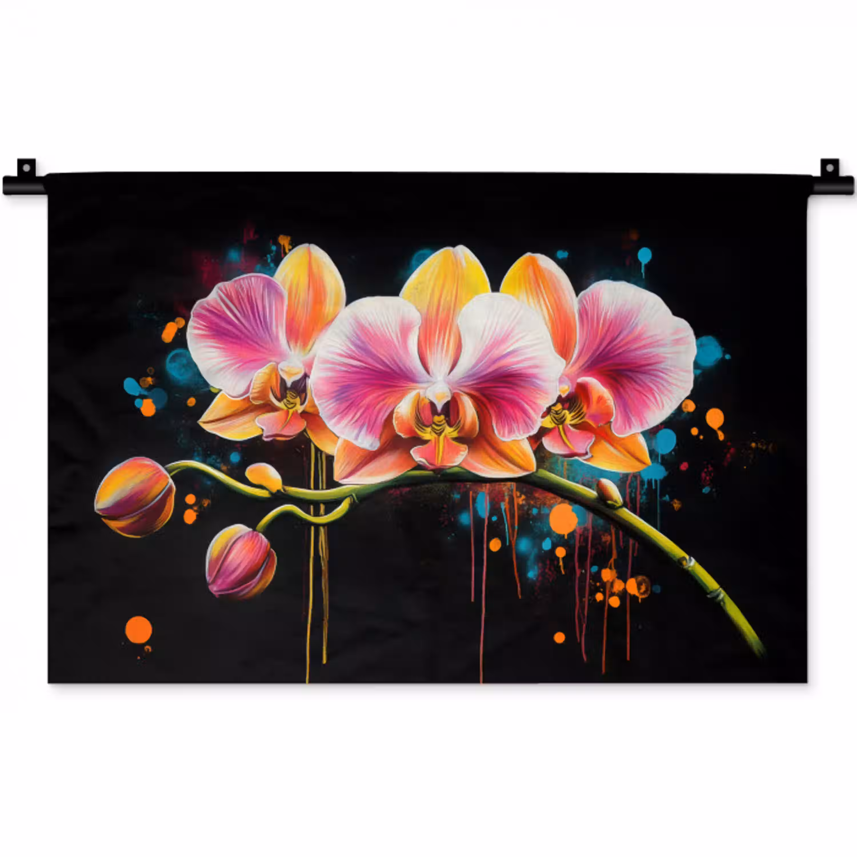 Orchidee - Graffiti - Kleurrijk - Bloemen - Abstract Wandkleed katoen klein -zz3d