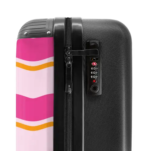 Golvende strepen in roze en oranje NBS - Handbagage koffer - Unisex middel -slot