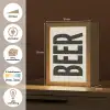 Beer - Vintage - Zwart - Beige Light Box met kabel (Wandlamp) klein -USP_websiteoverzichtNL