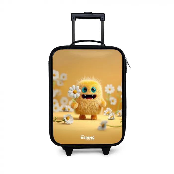 Monster - Wezen - Bloem - Geel Kinderkoffer - Zwart klein -3d