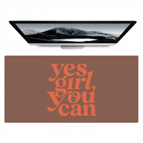 Yes girl you can - Oranje - Bruin Muismat XXL klein -zzz3d