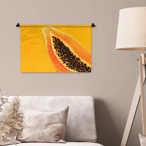 Papaja - Oranje - Topisch Wandkleed katoen klein -sfeer4