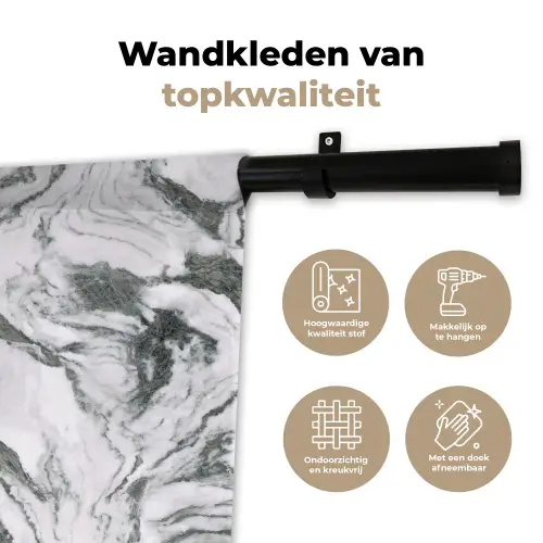 Wit - Marmer - Golvend - Grafiet Wandkleed katoen klein 269 -sfeer2