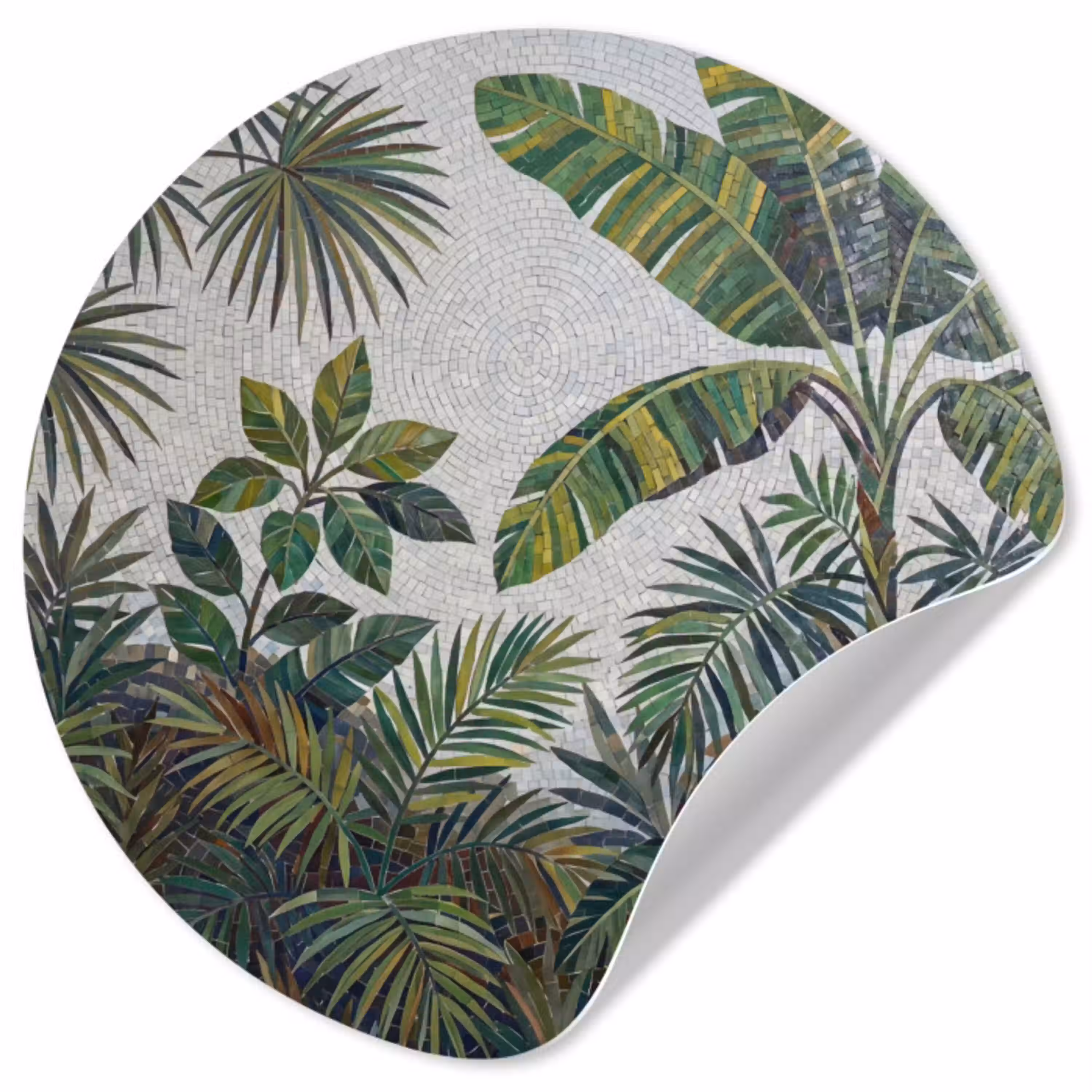 Planten - Tropisch - Mozaïek - Groen - Natuur Wandcirkel behangsticker klein -3d