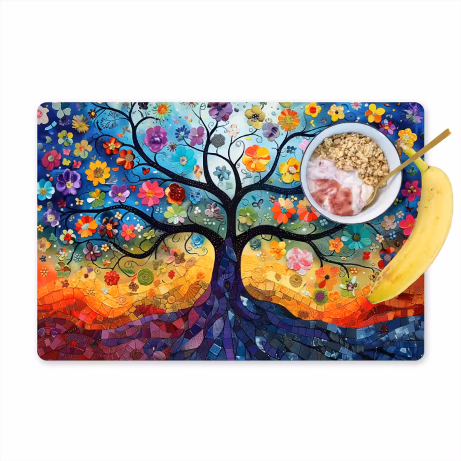 Placemat - 6 stuks - Boom - Kleurrijk - Bloemen - Kunst - Abstract