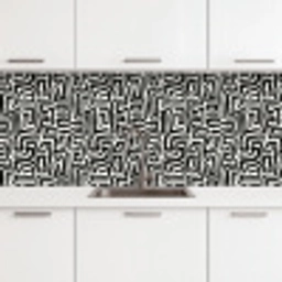 Grafisch - Lijnen - Zwart - Wit keuken achterwand 2 middel 871 -3d