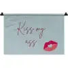 Kiss my ass - Lip - Blauw Wandkleed katoen klein -zz3d