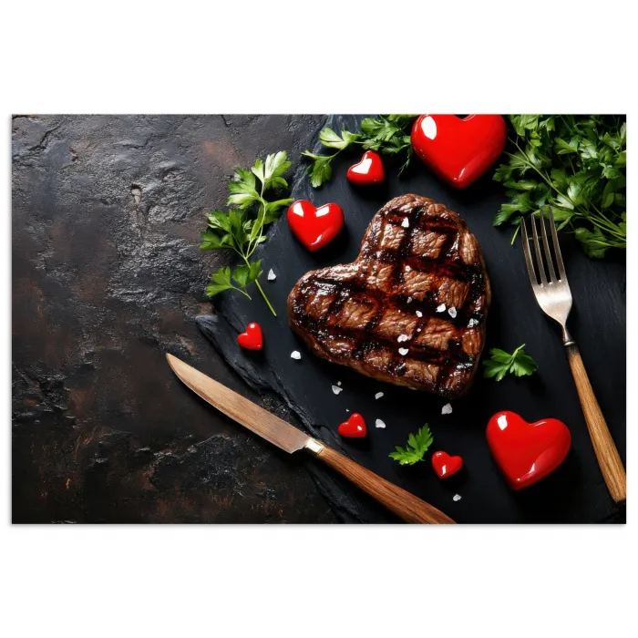 Steak - Hart - Bestek poster papier klein -3d