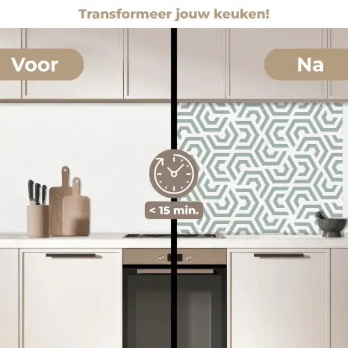 Design - Lijn - Patroon - Groen keuken achterwand 2 middel 871 -voor-na2_NL