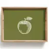 Lijntekening - Appel - Olijfgroen - Blaadje Dienblad Rechthoek middel -z3d_shopping