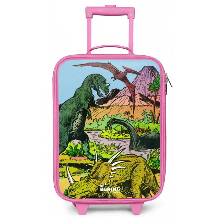 Dino's bij een vulkaan Kinderkoffer - Roze klein -zz3dotto