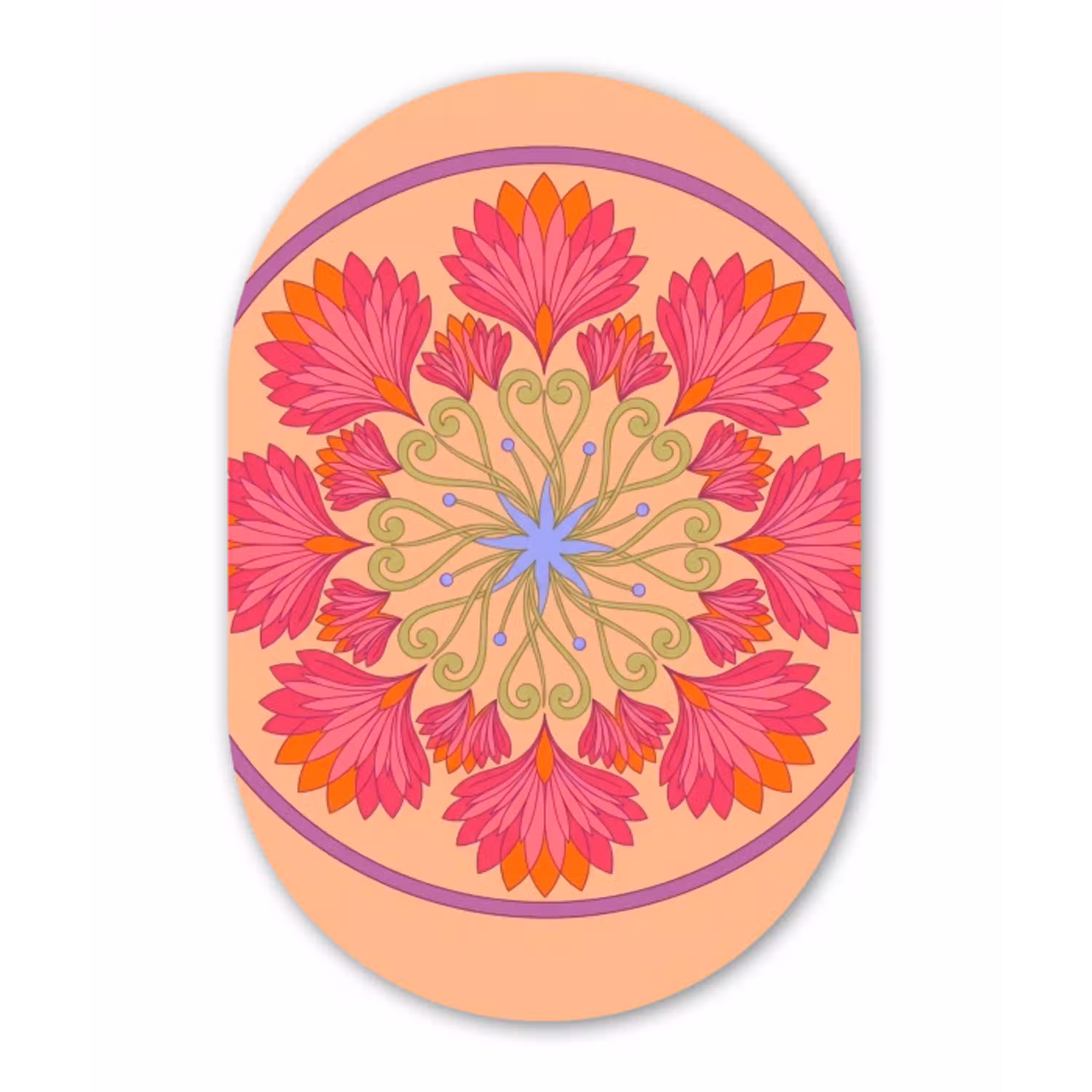 Bloemen - Patroon - Abstract - Roze - Decoratief Wandcirkel Ovaal Forex klein -3d