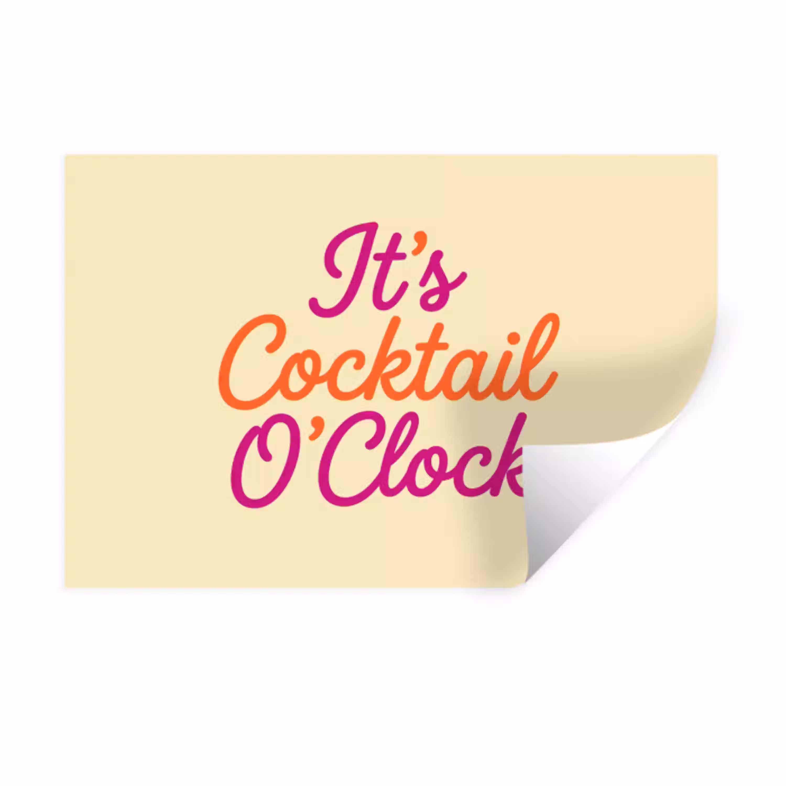 Cocktail O'Clock - Geel - Retro Muursticker klein -3d