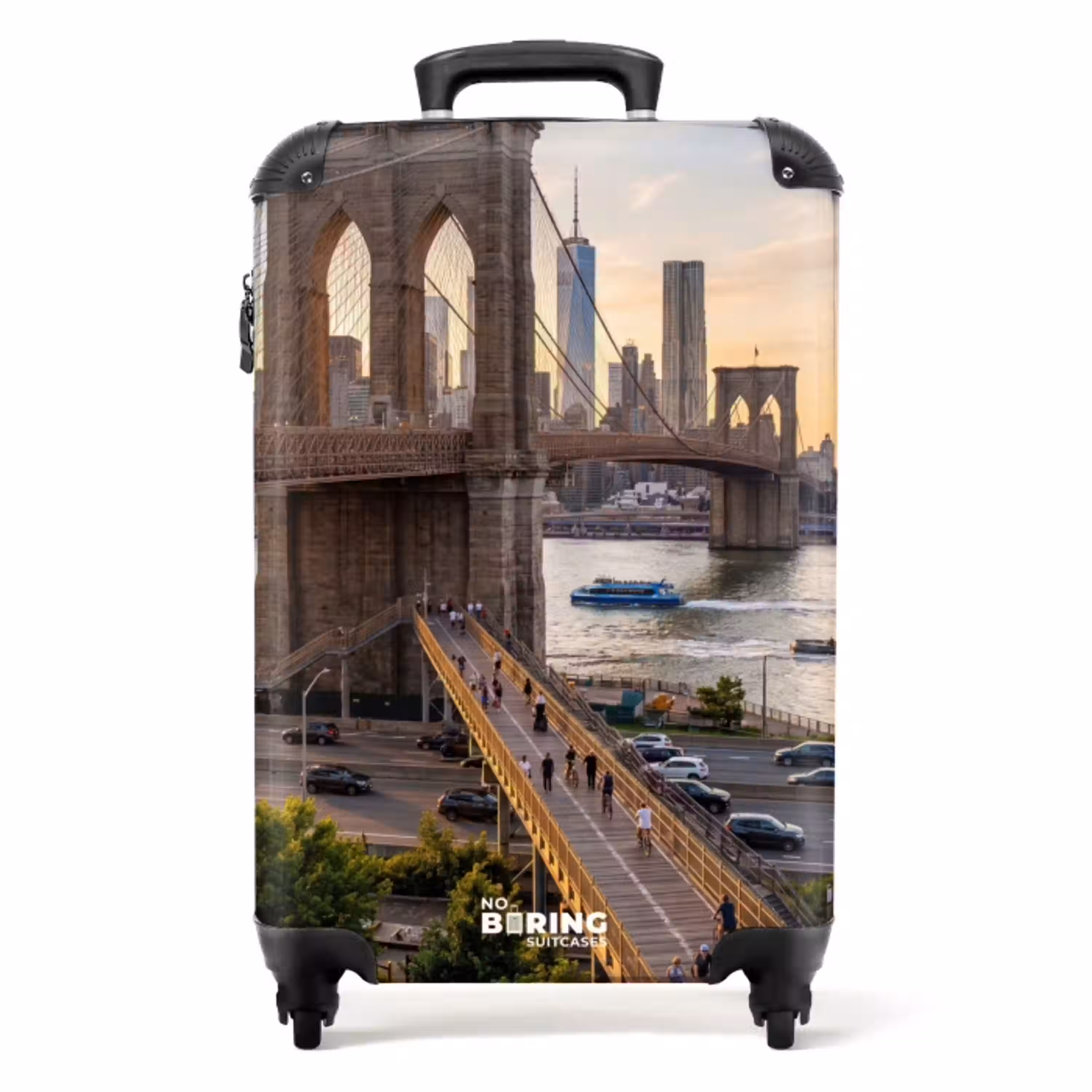 Brug - Rivier - Stad - Zonsondergang - Architectuur NBS - Handbagage koffer - Volwassenen Unisex middel -productfoto_recht