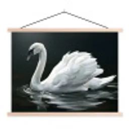 Zwaan - Water - Natuur - Realistisch - Wit textielposter latten blank klein -3d