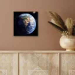 Aarde - Ruimte - Blauw - Groen aluminium wit klein -sfeer4