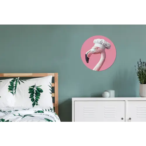 Flamingo - Roze - Koksmuts - Vogel Wandcirkel aluminium klein -slaapkamer