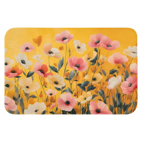 Bloemen - Veld - Geel Badmat klein -3d