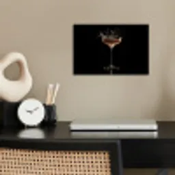 Cocktail - Zwart - Spetters - Glas poster papier klein -sfeer1