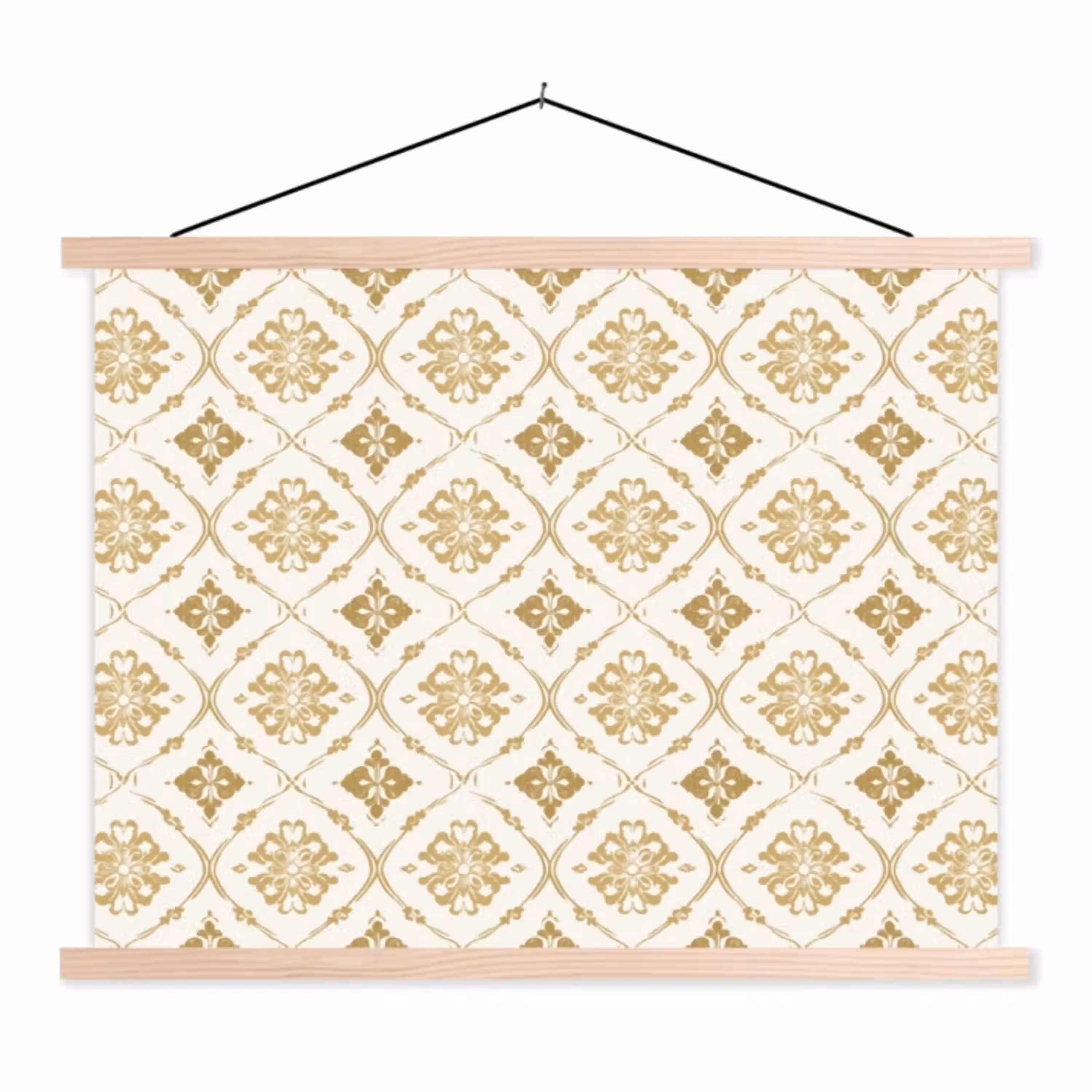 Ornament - Klassiek - Goud textielposter latten blank klein 122 -3d