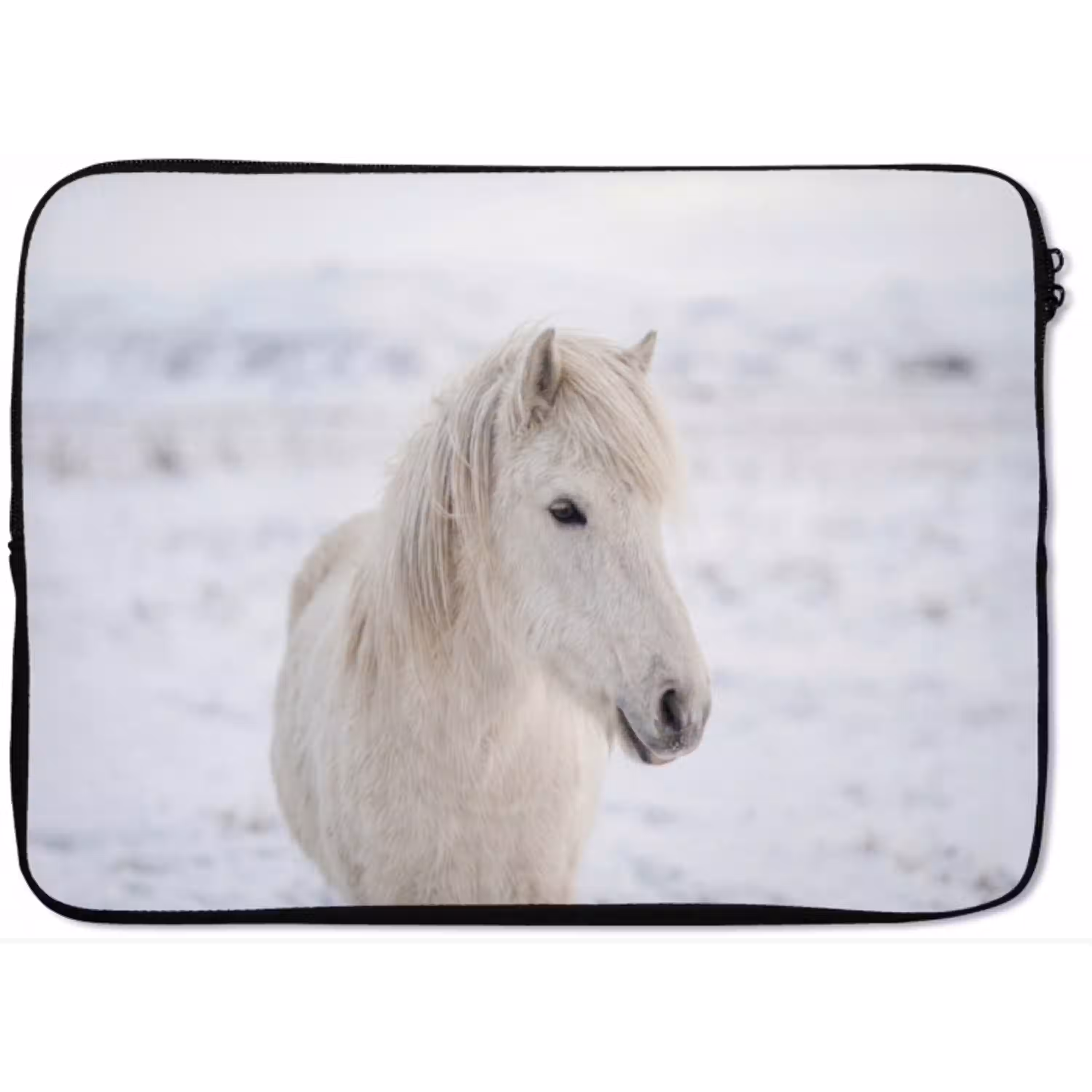 Paard - Kop - Winter - Dieren - Wit laptophoes neopreen klein -zkaufland3dotto