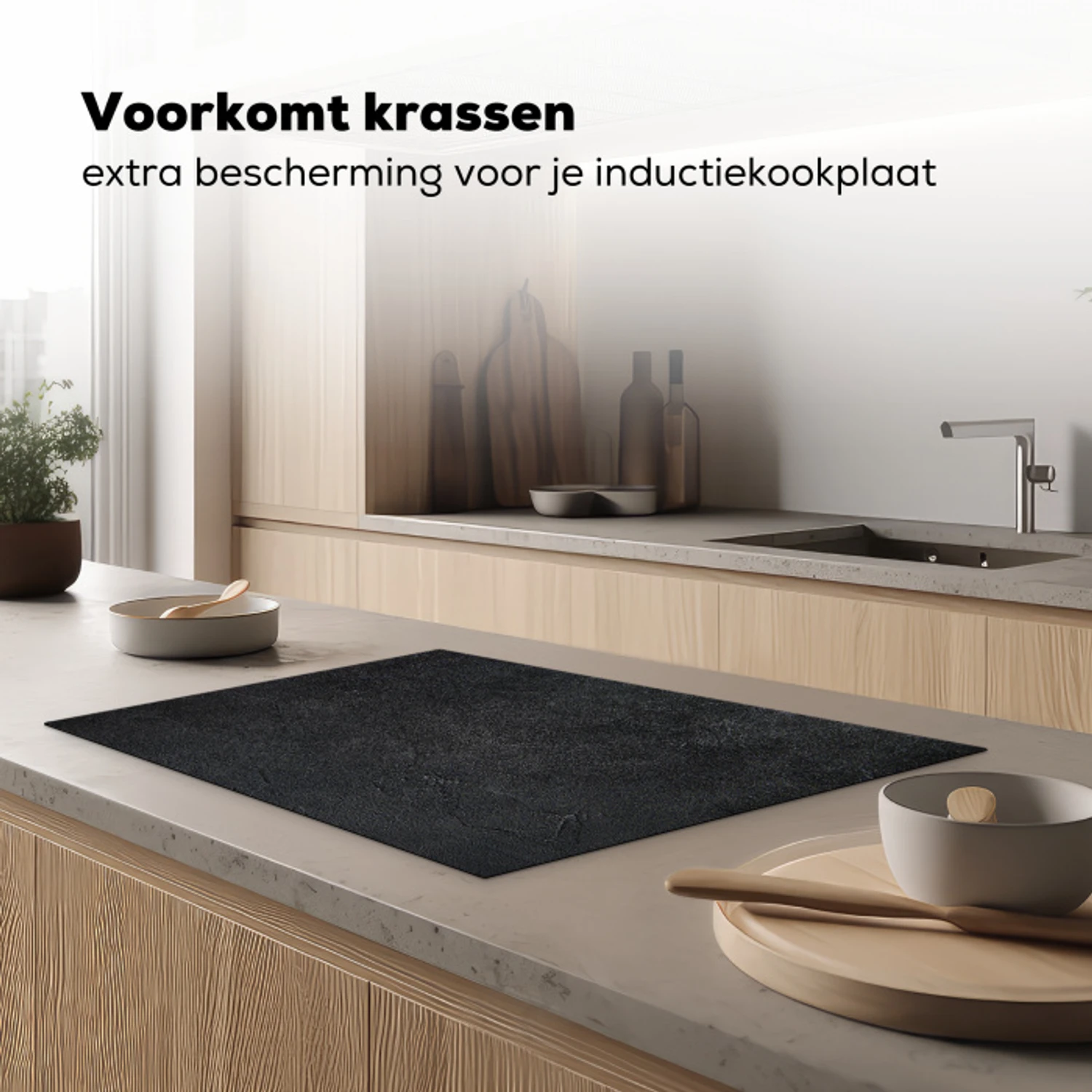 Diep Antraciet Textuur Inductie beschermer vinyl 3mm klein -sfeer1